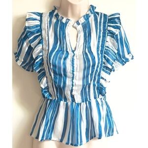 🆕 Wishing Waves peplum striped ruffle blouse top